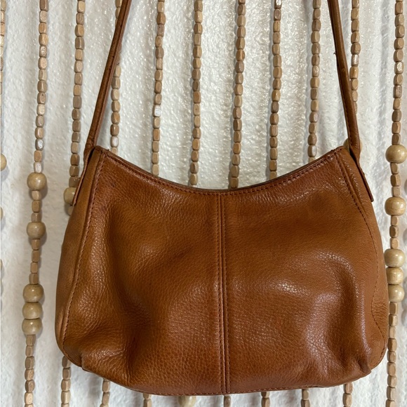 Fossil Tan Leather Distressed Y2K 2000s Boho Indie Festival Shoulder Purse Bag - Picture 5 of 8